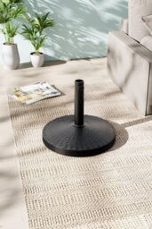 H&O Direct Resin Heavy Duty Outdoor Parasol Stand Umbrella Base in Black - thumbnail 1
