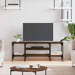 Berkfield Home TV Cabinet Brown Oak 121x35x45 cm Engineered Wood&Iron - Size: 121 x 35 x 45 cm - thumbnail 2