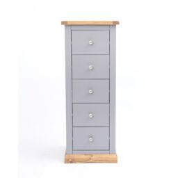 Cabinet Bits Biccari 5 Drawer Narrow Chest of Drawers Chrome Knob in Grey - thumbnail 1