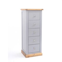 Cabinet Bits Biccari 5 Drawer Narrow Chest of Drawers Chrome Knob in Grey - thumbnail 2