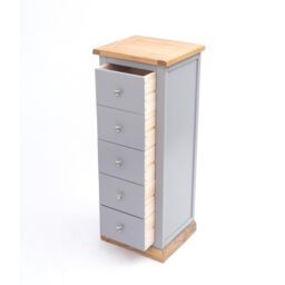 Cabinet Bits Biccari 5 Drawer Narrow Chest of Drawers Chrome Knob in Grey - thumbnail 4