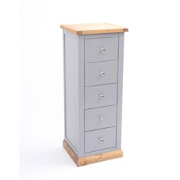 Cabinet Bits Biccari 5 Drawer Narrow Chest of Drawers Chrome Knob in Grey - thumbnail 3