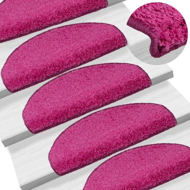Berkfield Home Carpet Stair Treads 15 pcs Pink 65x21x4 cm - Size: Medium - image 1
