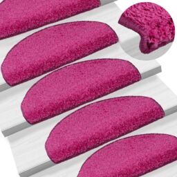 Berkfield Home Carpet Stair Treads 15 pcs Pink 65x21x4 cm - Size: Medium - thumbnail 1