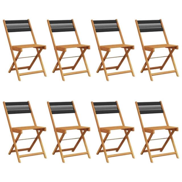 Berkfield Home Folding Garden Chairs 8 pcs Black Solid Wood Acacia in Light Brown - image 1