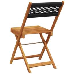 Berkfield Home Folding Garden Chairs 8 pcs Black Solid Wood Acacia in Light Brown - thumbnail 6