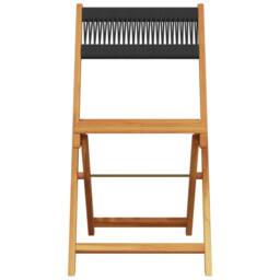 Berkfield Home Folding Garden Chairs 8 pcs Black Solid Wood Acacia in Light Brown - thumbnail 4
