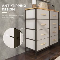 STILVORA Chest of Drawers with 8 Drawers & Steel Frame in Cream - thumbnail 7