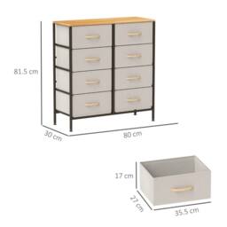 STILVORA Chest of Drawers with 8 Drawers & Steel Frame in Cream - thumbnail 4