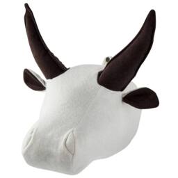 Wyld and Coco Plush White Cotton Bull Head Wall Decor for Kids Room - thumbnail 3