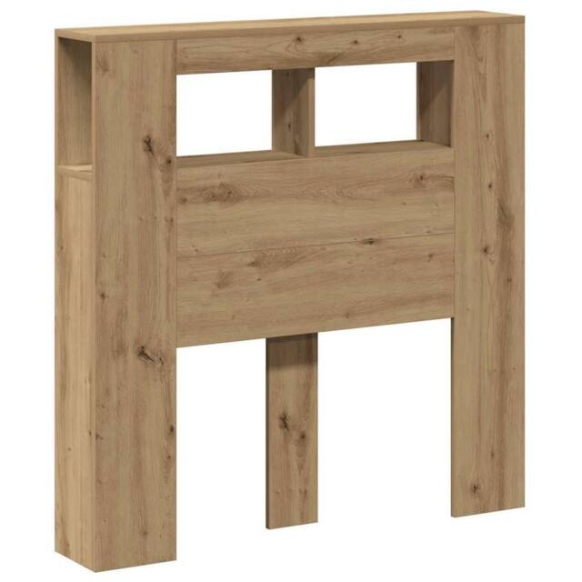 Berkfield Home LED Headboard Artisan Oak 100x18.5x103.5 cm Engineered Wood in Brown - image 1