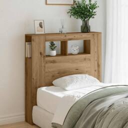 Berkfield Home LED Headboard Artisan Oak 100x18.5x103.5 cm Engineered Wood in Brown - thumbnail 2