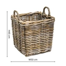 Ivyline Wicker Log Basket Square S/2 45x50, 40x35cm - Multi Purpose Use - Premium Quality - Extra Large in Natural - Size: 40x35 cm - thumbnail 6