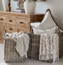Ivyline Wicker Log Basket Square S/2 45x50, 40x35cm - Multi Purpose Use - Premium Quality - Extra Large in Natural - Size: 40x35 cm