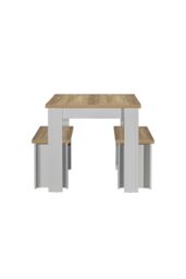 Birlea Dining Table & Bench Set Highgate 2 Kitchen Traditional in Grey - thumbnail 7