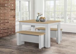 Birlea Dining Table & Bench Set Highgate 2 Kitchen Traditional in Grey - thumbnail 5