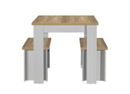 Birlea Dining Table & Bench Set Highgate 2 Kitchen Traditional in Grey - thumbnail 4