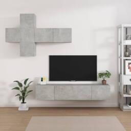 Berkfield Home 7 Piece TV Cabinet Set Concrete Grey Engineered Wood - thumbnail 1
