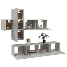 Berkfield Home 7 Piece TV Cabinet Set Concrete Grey Engineered Wood - thumbnail 3