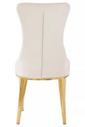 Orsina White Dining Chair, Comfortable Leather Desk Chair, Backrest Dining chair, Faux White Leather in Gold - thumbnail 5