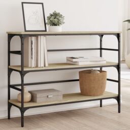 Berkfield Home Console Table Sonoma Oak 100x32x75 cm Engineered Wood in Brown - Size: 100 x 32 x 75 cm - thumbnail 1
