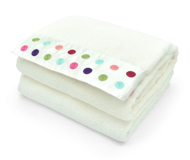 Velosso Polka Dot Embroidered Cotton Guest Towels - Soft in White