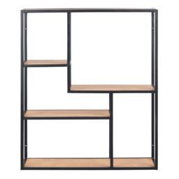 Furniture To Go Seaford Black Metal Wide Wall Shelf with 3 Additional Oak Shelves - thumbnail 2