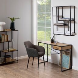 Furniture To Go Seaford Black Metal Wide Wall Shelf with 3 Additional Oak Shelves - thumbnail 3