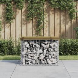 Berkfield Home Garden Bench Gabion Design 63x44x42 cm Impregnated Wood Pine in Brown - Size: 63 x 44 x 42 cm - thumbnail 2