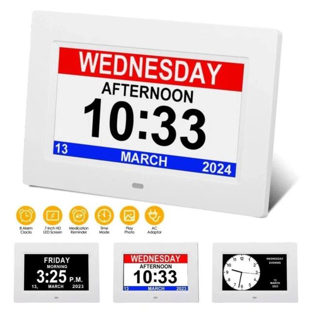 NESTLUNE LED Electric Digital Alarm Clock Mains Power Mirror Display in White - Size: 100 cm x 15 cm - image 1