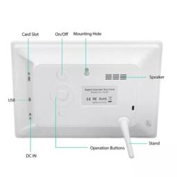 NESTLUNE LED Electric Digital Alarm Clock Mains Power Mirror Display in White - Size: 100 cm x 15 cm - thumbnail 3