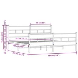 Berkfield Home Metal Bed Frame without Mattress Brown Oak 180x200 cm Super King - thumbnail 9