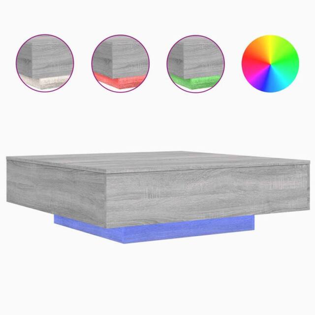 Berkfield Home Coffee Table with LED Lights Grey Sonoma 100x100x31 cm - Size: 100 x 100 x 31 cm - image 1