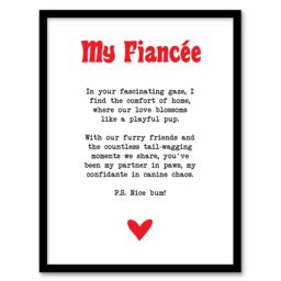 "Artery8 Love Poem Dog Lover Fiancée Romantic Poetry Fun Framed Art Print in White - Size: W12"" x H16""" - thumbnail 1