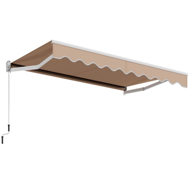 Costway Retractable Awning Aluminum Patio Sun Shade w/ Crank Handle in Beige - image 1