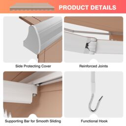 Costway Retractable Awning Aluminum Patio Sun Shade w/ Crank Handle in Beige - thumbnail 4