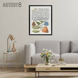 "Artery8 Talewort Pea & Lantern Plant Calligraphy Framed Canvas Wall Art in White - Size: W12"" x H16""" - thumbnail 3