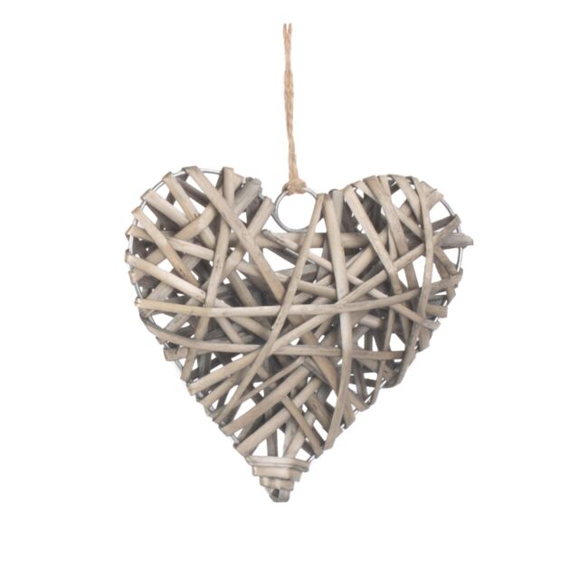 Red Hamper Wicker Full Antique Wash Heart in Grey - image 1