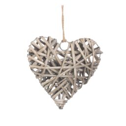 Red Hamper Wicker Full Antique Wash Heart in Grey