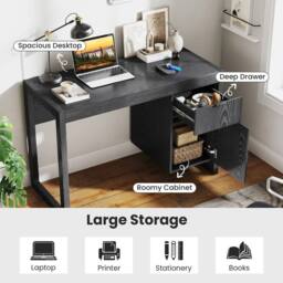 VOGREX Wooden Computer Desk Storage Black - thumbnail 4
