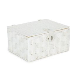 Red Hamper Twisted Paper Rope Picnic Basket in Off-White - Size: Small - thumbnail 2