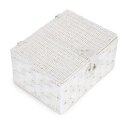 Red Hamper Twisted Paper Rope Picnic Basket in Off-White - Size: Small - thumbnail 3