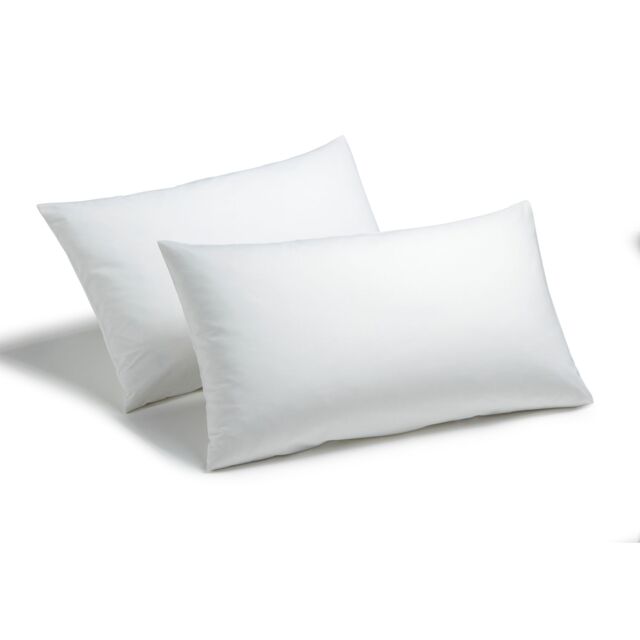 HomeSpace Direct Hollowfibre Pillow Pair with Polycotton Cover Thick Bounce Back Pillows in White - image 1