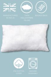 HomeSpace Direct Hollowfibre Pillow Pair with Polycotton Cover Thick Bounce Back Pillows in White - thumbnail 2