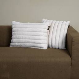 rucomfy Beanbags rucomfy Ribbed Faux Fur 40x60cm Cushion - Luxury Home Decor Pillow in Ivory - Size: 40x60 cm - thumbnail 1