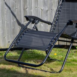 Samuel Alexander Multi Position Garden Gravity Relaxer Chair Sun Lounger with Sun Canopy in Black - thumbnail 8