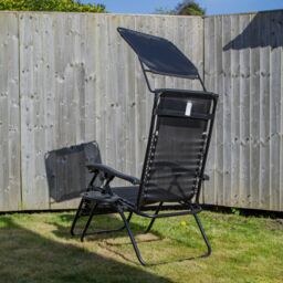 Samuel Alexander Multi Position Garden Gravity Relaxer Chair Sun Lounger with Sun Canopy in Black - thumbnail 9