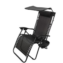 Samuel Alexander Multi Position Garden Gravity Relaxer Chair Sun Lounger with Sun Canopy in Black - thumbnail 2