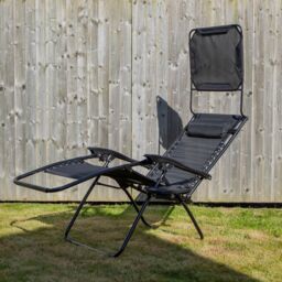Samuel Alexander Multi Position Garden Gravity Relaxer Chair Sun Lounger with Sun Canopy in Black - thumbnail 7