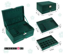 Modcraft Women's 3 Layer Green Jewellery Box for Storage & Display in Dark Green - Size: Standard - thumbnail 4